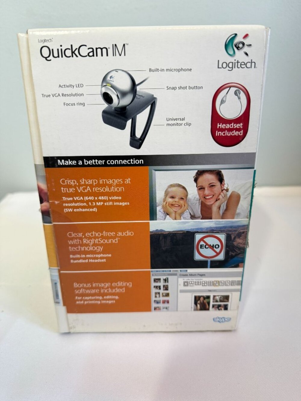 Logitech QuickCam IM Connect Web Cam NEW IN BOX (961459-0403) Headset Included - Picture 2 of 8